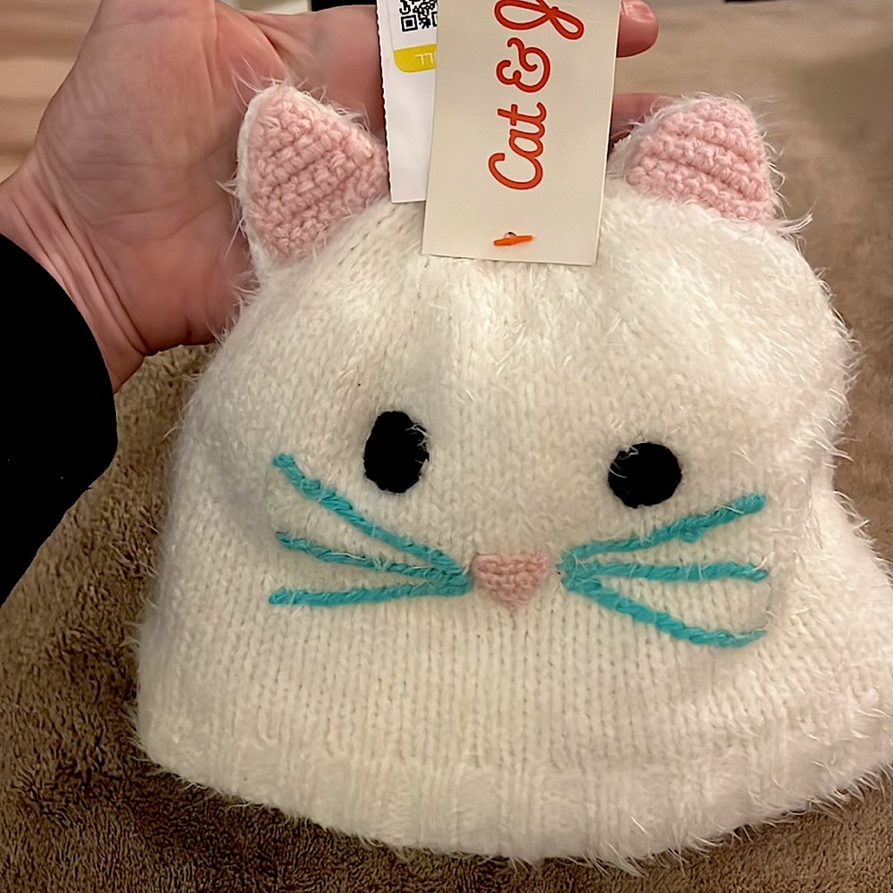 Cat & Jack Bunny hat and mittens for baby.